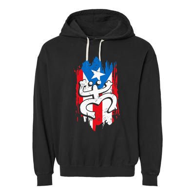 Puerto Rico Coqui Taino Symbol Puerto Rican Flag Frog Retro Garment-Dyed Fleece Hoodie