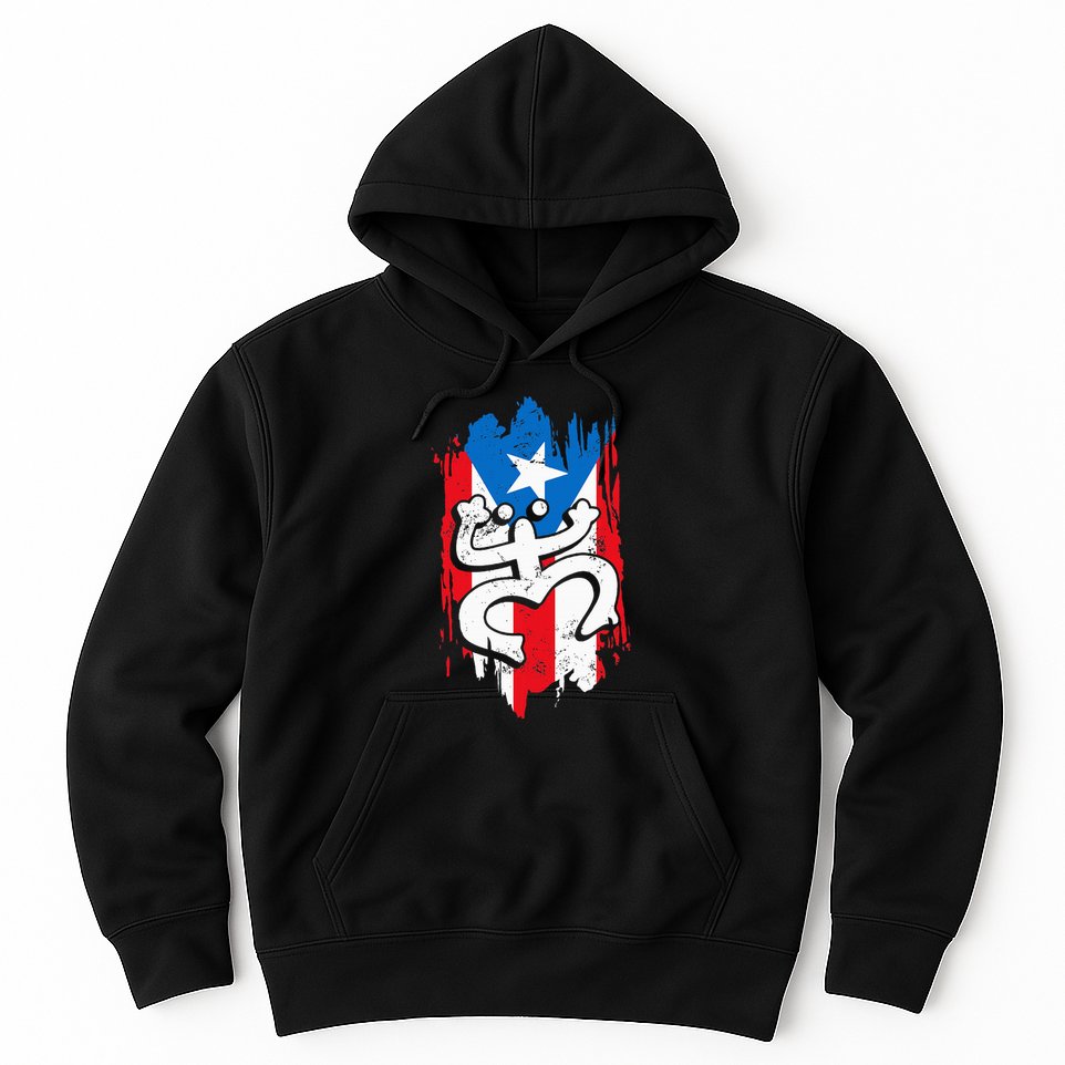 Puerto Rico Coqui Taino Symbol Puerto Rican Flag Frog Retro Hoodie