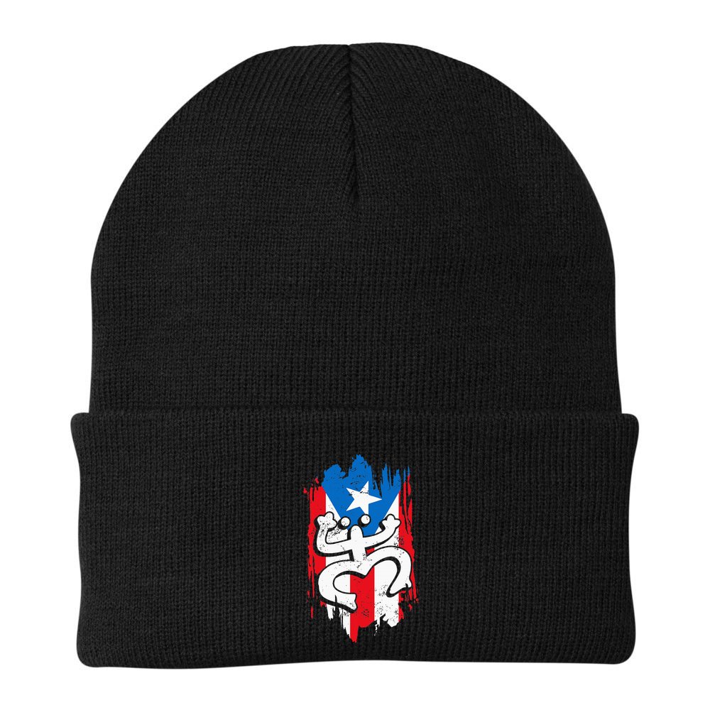 Puerto Rico Coqui Taino Symbol Puerto Rican Flag Frog Retro Beanie