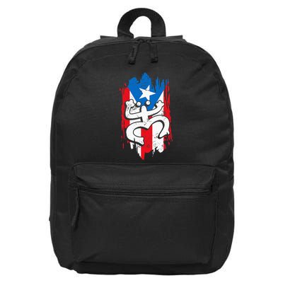 Puerto Rico Coqui Taino Symbol Puerto Rican Flag Frog Retro 16 in Basic Backpack