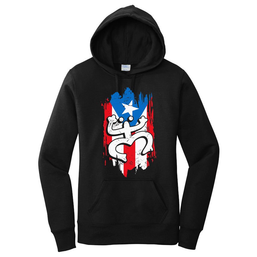 Puerto Rico Coqui Taino Symbol Puerto Rican Flag Frog Retro Women's Pullover Hoodie