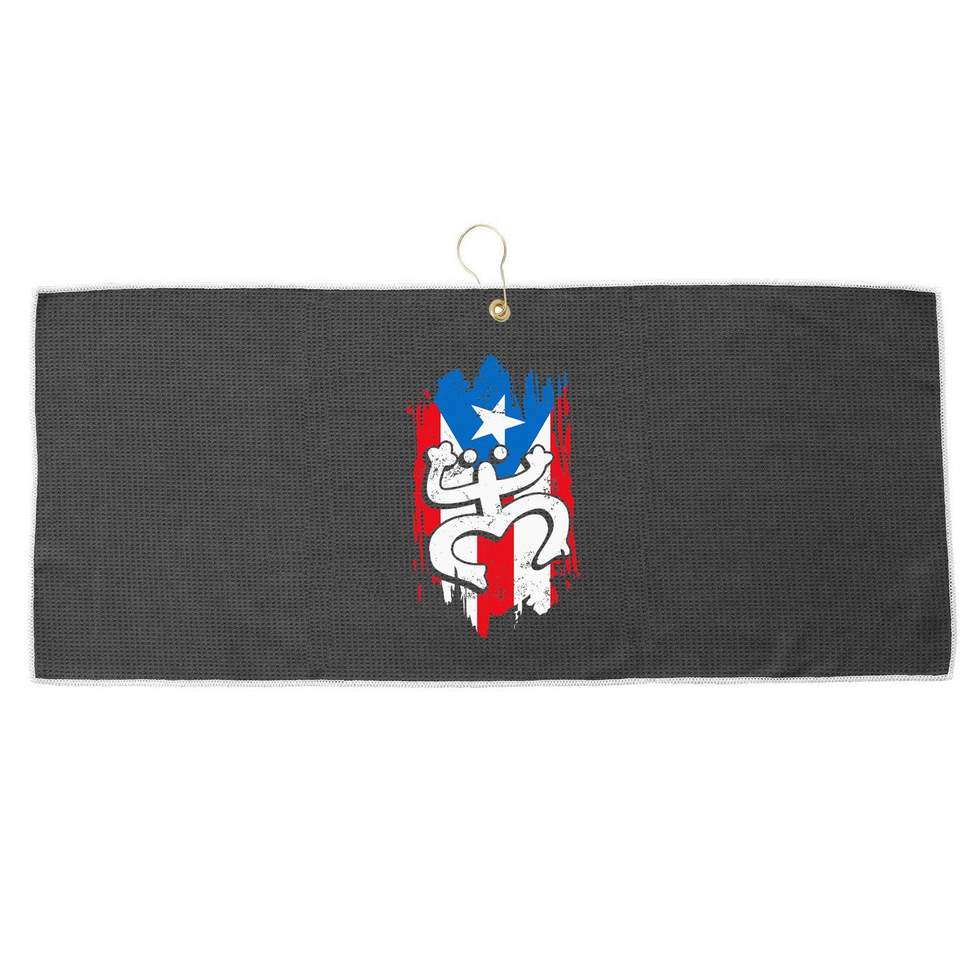Puerto Rico Coqui Taino Symbol Puerto Rican Flag Frog Retro Large Microfiber Waffle Golf Towel