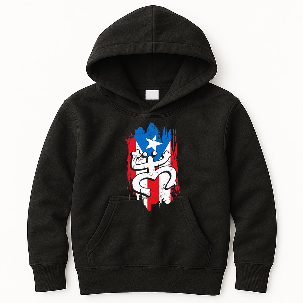 Puerto Rico Coqui Taino Symbol Puerto Rican Flag Frog Retro Kids Hoodie