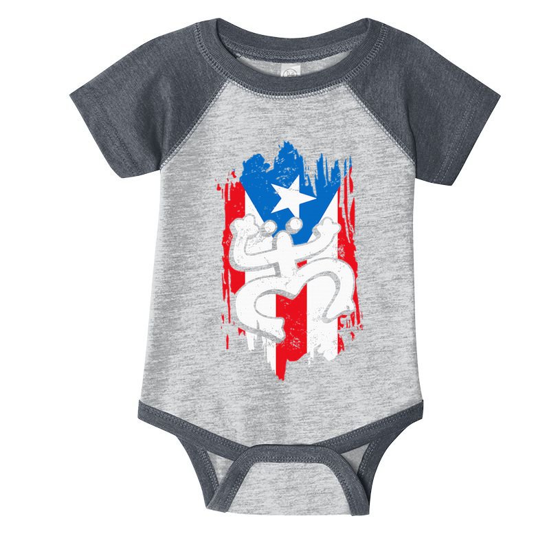 Puerto Rico Coqui Taino Symbol Puerto Rican Flag Frog Retro Infant Baby Jersey Bodysuit