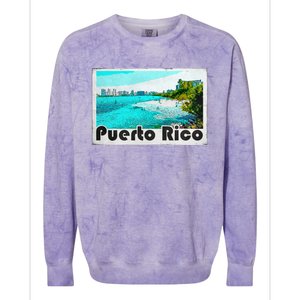 Puerto Rico Caribbean Retro Poster Colorblast Crewneck Sweatshirt