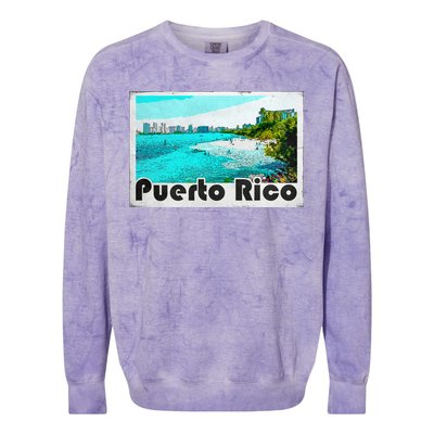 Puerto Rico Caribbean Retro Poster Colorblast Crewneck Sweatshirt