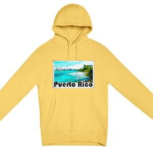 Puerto Rico Caribbean Retro Poster Premium Pullover Hoodie