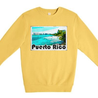 Puerto Rico Caribbean Retro Poster Premium Crewneck Sweatshirt