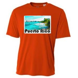 Puerto Rico Caribbean Retro Poster Cooling Performance Crew T-Shirt