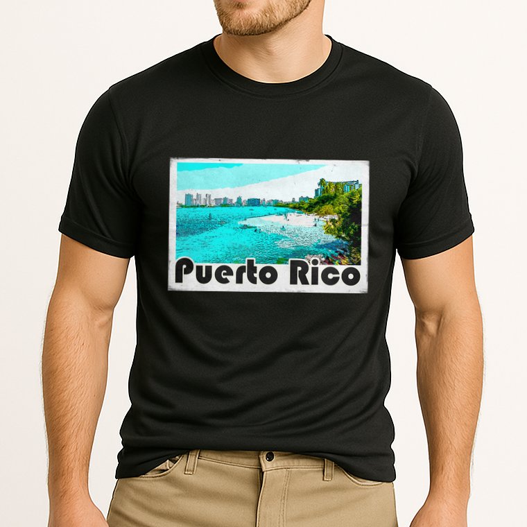 Puerto Rico Caribbean Retro Poster Cooling Performance Crew T-Shirt