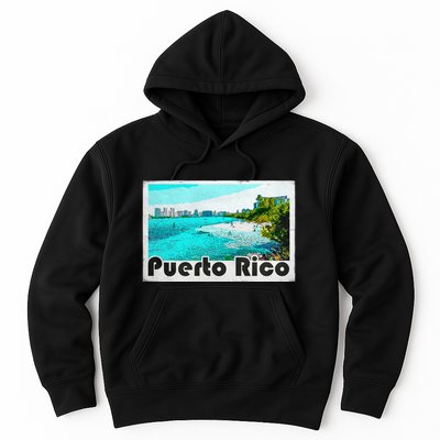 Puerto Rico Caribbean Retro Poster Hoodie