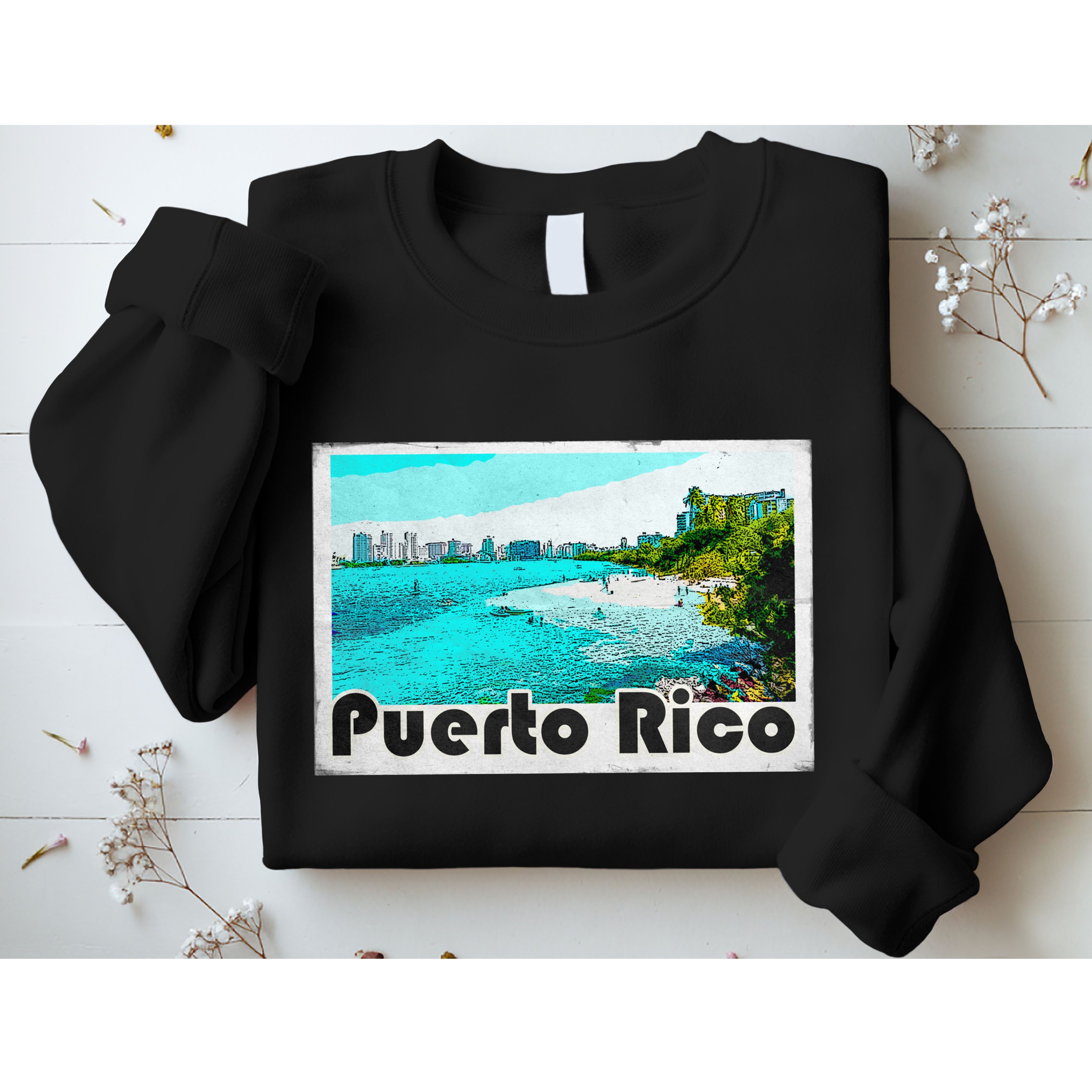 Puerto Rico Caribbean Retro Poster Sweatshirt