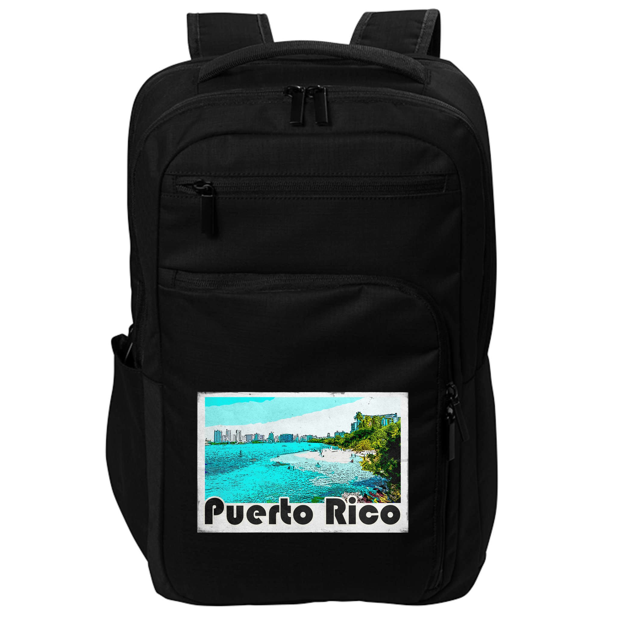 Puerto Rico Caribbean Retro Poster Impact Tech Backpack
