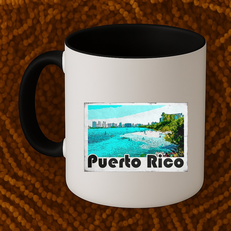 Puerto Rico Caribbean Retro Poster Mug