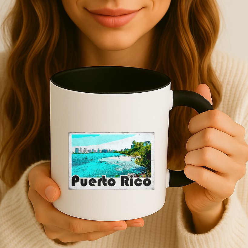 Puerto Rico Caribbean Retro Poster Mug
