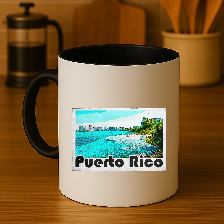 Puerto Rico Caribbean Retro Poster Mug