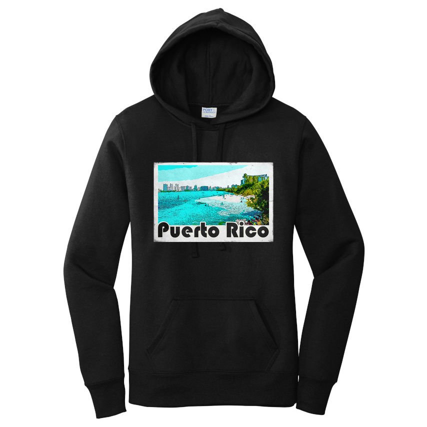Puerto Rico Caribbean Retro Poster Women's Pullover Hoodie