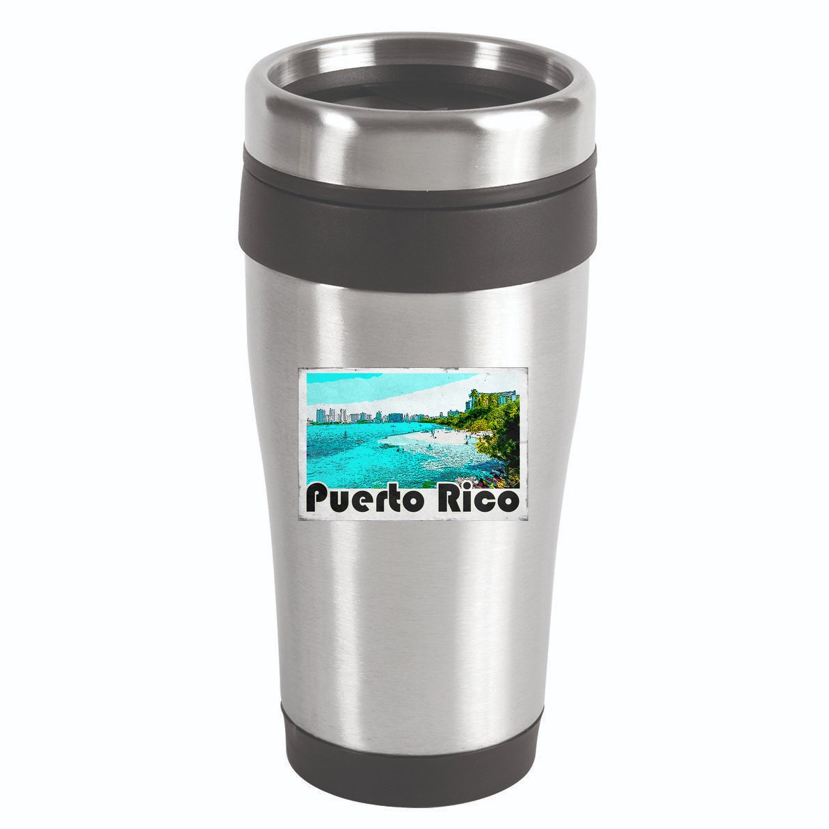 Puerto Rico Caribbean Retro Poster 16oz Travel Tumbler