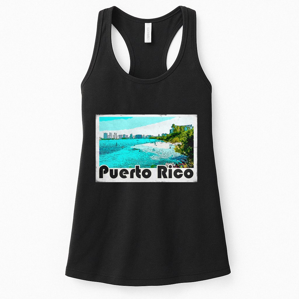 Puerto Rico Caribbean Retro Poster Womens Tank Top