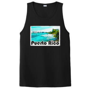 Puerto Rico Caribbean Retro Poster PosiCharge Competitor Tank