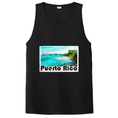 Puerto Rico Caribbean Retro Poster PosiCharge Competitor Tank
