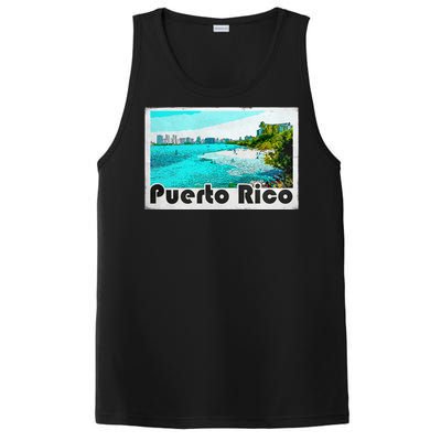 Puerto Rico Caribbean Retro Poster PosiCharge Competitor Tank