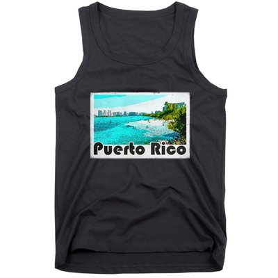 Puerto Rico Caribbean Retro Poster Tank Top