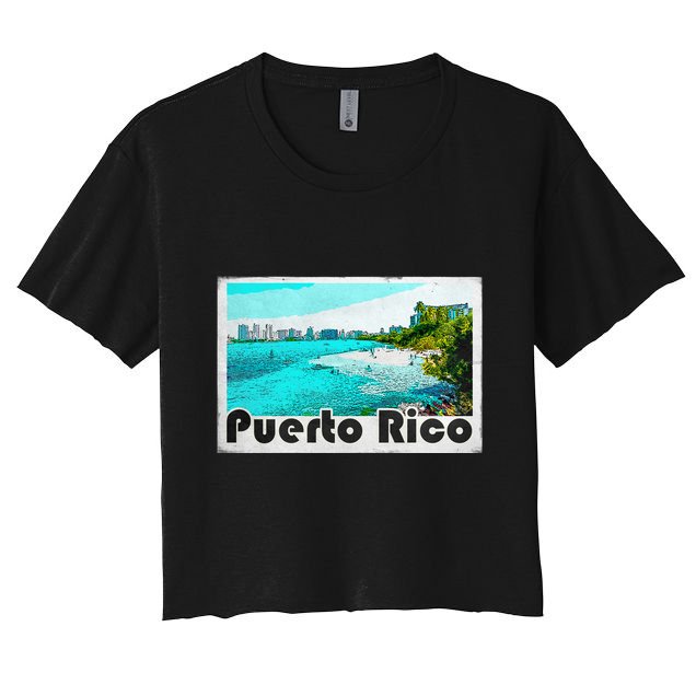 Puerto Rico Caribbean Retro Poster Crop Top