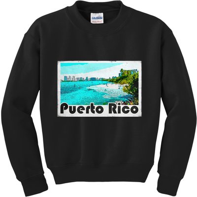 Puerto Rico Caribbean Retro Poster Kids Sweatshirt