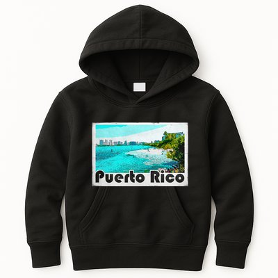 Puerto Rico Caribbean Retro Poster Kids Hoodie