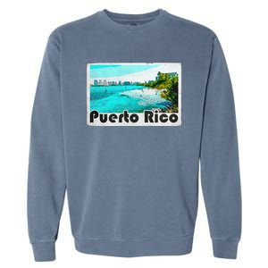 Puerto Rico Caribbean Retro Poster Garment-Dyed Sweatshirt