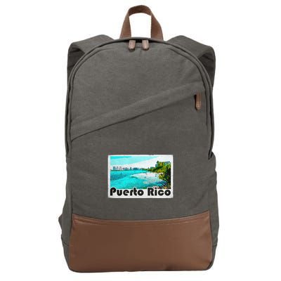 Puerto Rico Caribbean Retro Poster Cotton Canvas Backpack