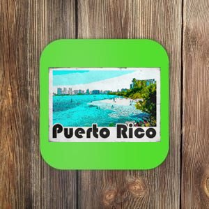 Puerto Rico Caribbean Retro Poster Coaster