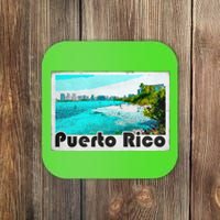 Puerto Rico Caribbean Retro Poster Coaster