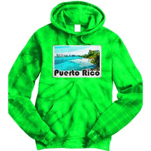 Puerto Rico Caribbean Retro Poster Tie Dye Hoodie