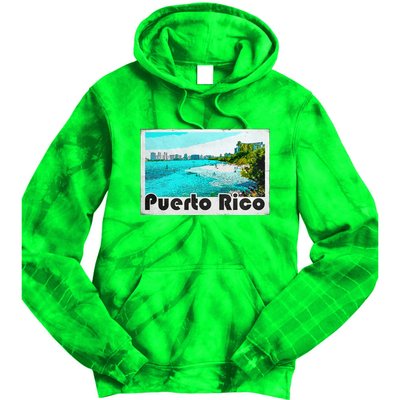 Puerto Rico Caribbean Retro Poster Tie Dye Hoodie