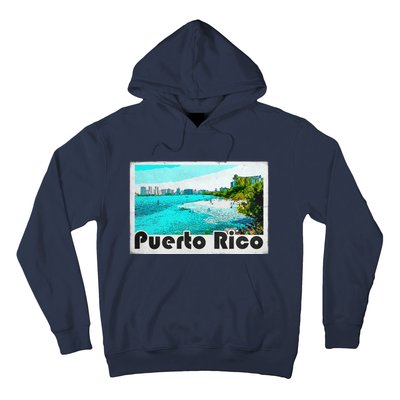 Puerto Rico Caribbean Retro Poster Hoodie