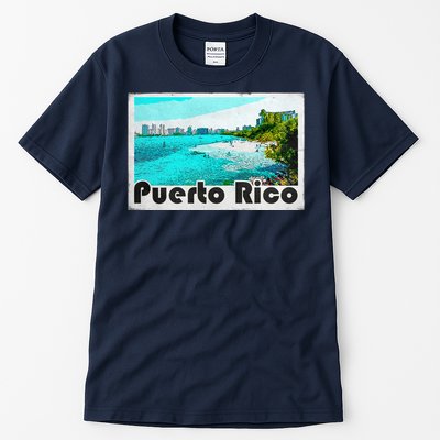 Puerto Rico Caribbean Retro Poster Tall T-Shirt