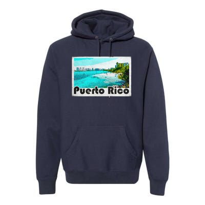 Puerto Rico Caribbean Retro Poster Premium Hoodie