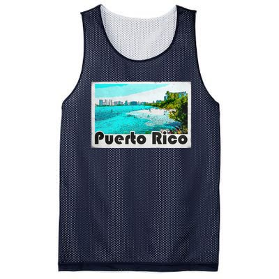 Puerto Rico Caribbean Retro Poster Mesh Reversible Basketball Jersey Tank