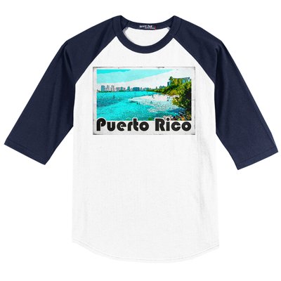 Puerto Rico Caribbean Retro Poster Baseball Sleeve Shirt