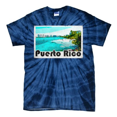 Puerto Rico Caribbean Retro Poster Tie-Dye T-Shirt