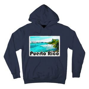 Puerto Rico Caribbean Retro Poster Tall Hoodie