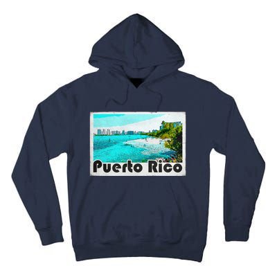 Puerto Rico Caribbean Retro Poster Tall Hoodie