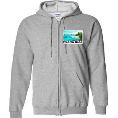 Puerto Rico Caribbean Retro Poster Full Zip Hoodie