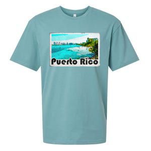 Puerto Rico Caribbean Retro Poster Sueded Cloud Jersey T-Shirt