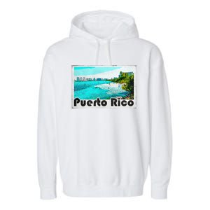 Puerto Rico Caribbean Retro Poster Garment-Dyed Fleece Hoodie