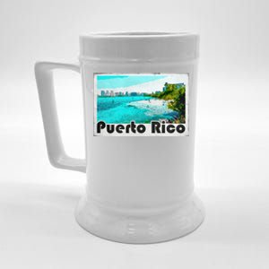 Puerto Rico Caribbean Retro Poster Beer Stein