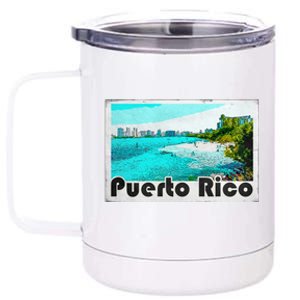 Puerto Rico Caribbean Retro Poster 12 oz Stainless Steel Tumbler Cup