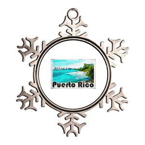 Puerto Rico Caribbean Retro Poster Metallic Star Ornament